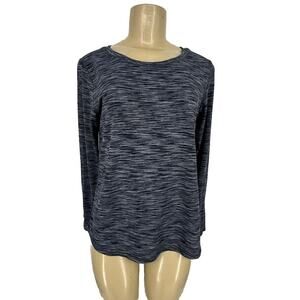 Zyia Active Medium T-shirt Top Heathered Split Back Long Sleeve Thumb Holes ER17